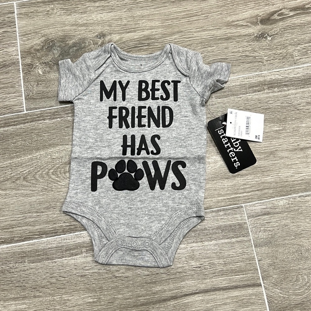 NWT Baby Starters 'My Best Friend Has Paws' Bodysuit 3-6 months